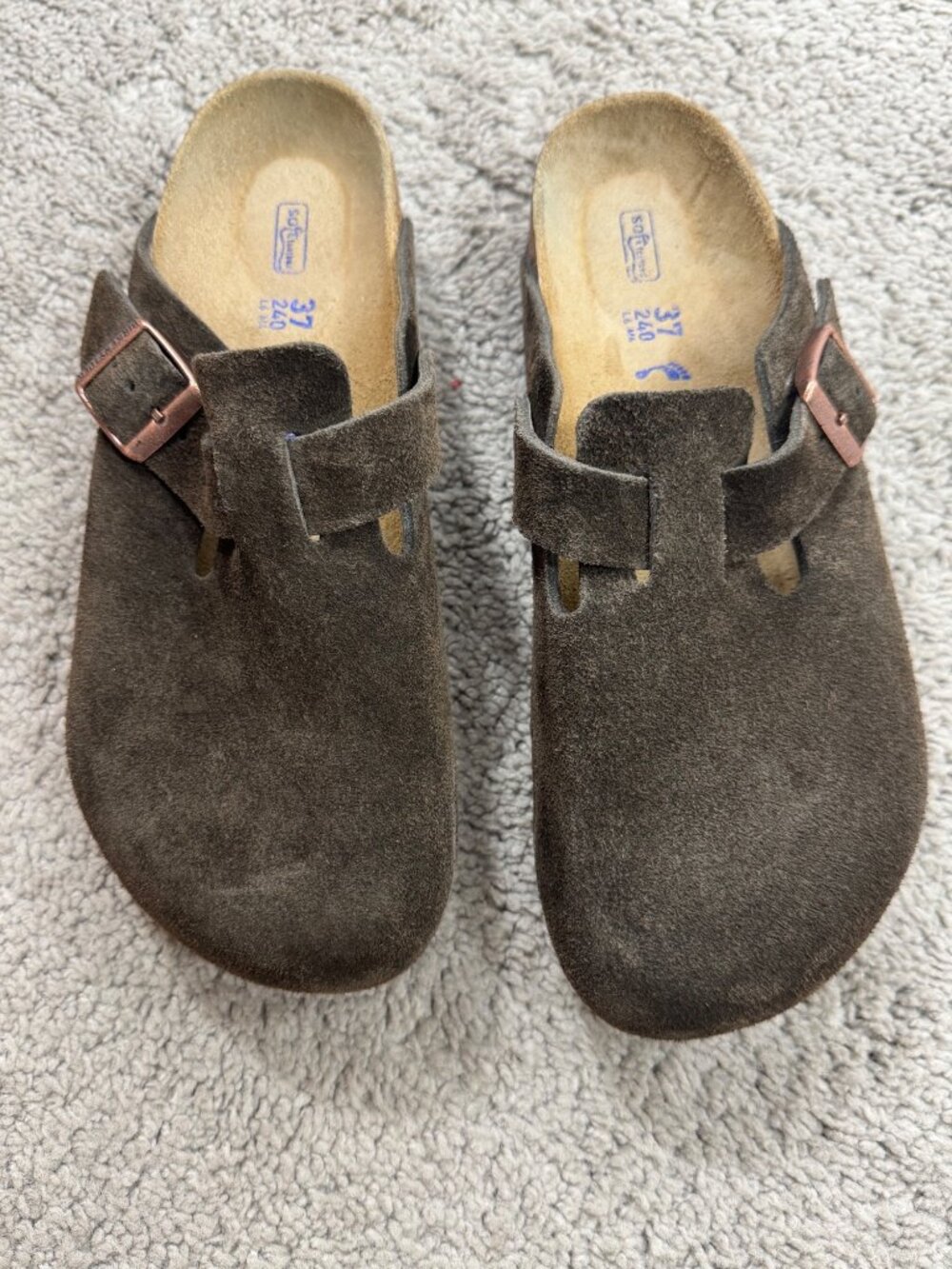 Birkenstock Boston Brown Suede Mules Sz 37 - Picture 3 of 11